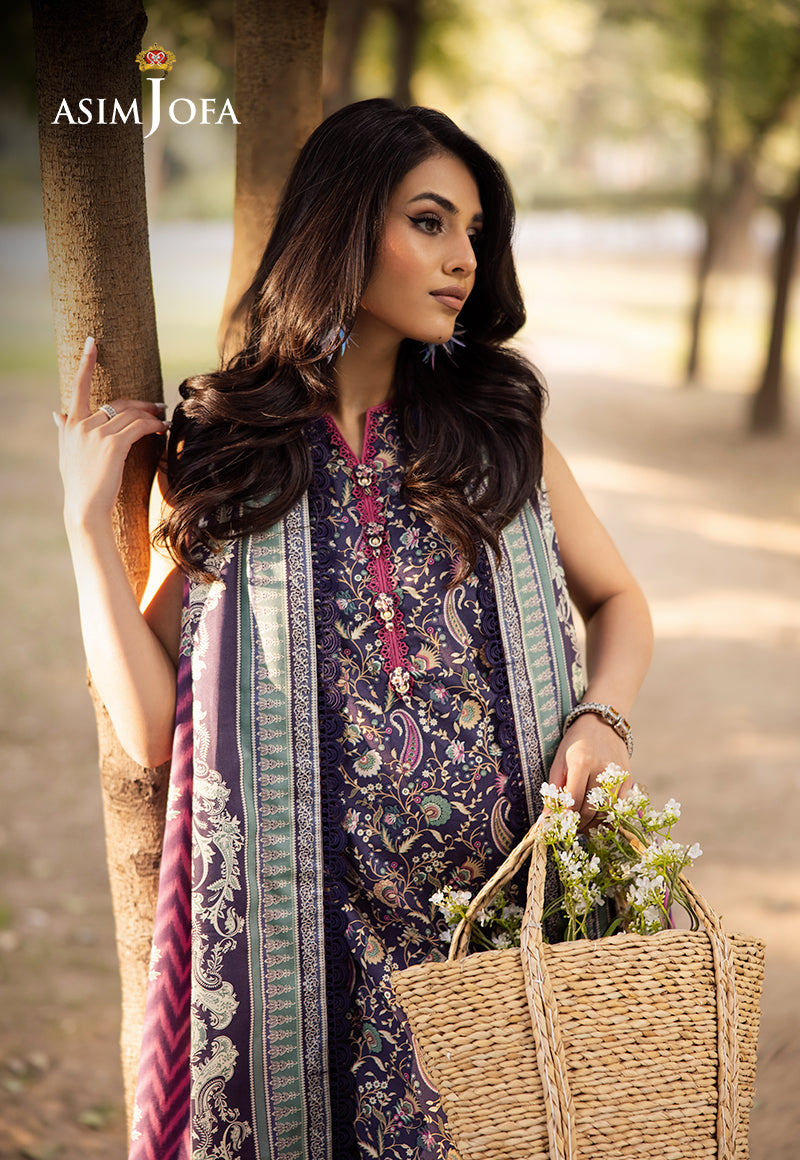 Asim Jofa | Prints Drop 2 | AJUBJ-30 M Dark Purple Lawn
