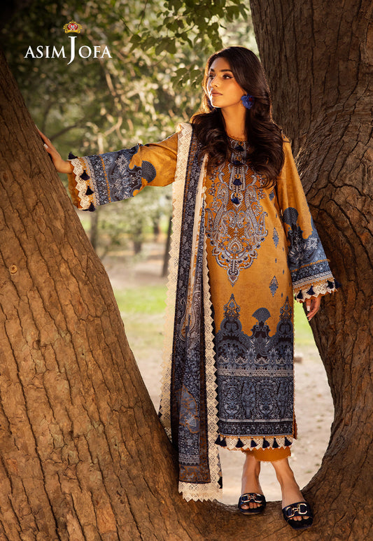 Asim Jofa | Prints Drop 2 | AJUBJ-10 XS Mustard Yellow Lawn
