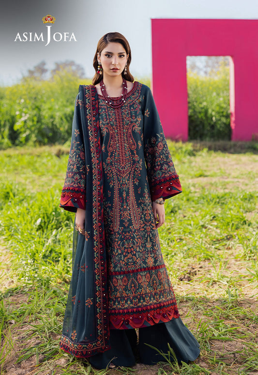 Asim Jofa | Luxury Lawn 25 | AJELL-04 XS Dark Teal Green Lawn