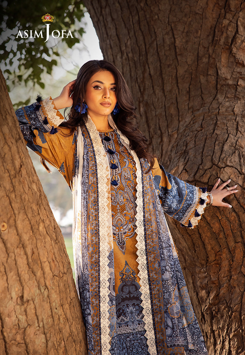 Asim Jofa | Prints Drop 2 | AJUBJ-10 M Mustard Yellow Lawn