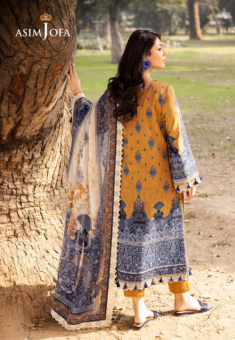 Asim Jofa | Prints Drop 2 | AJUBJ-10 S Mustard Yellow Lawn