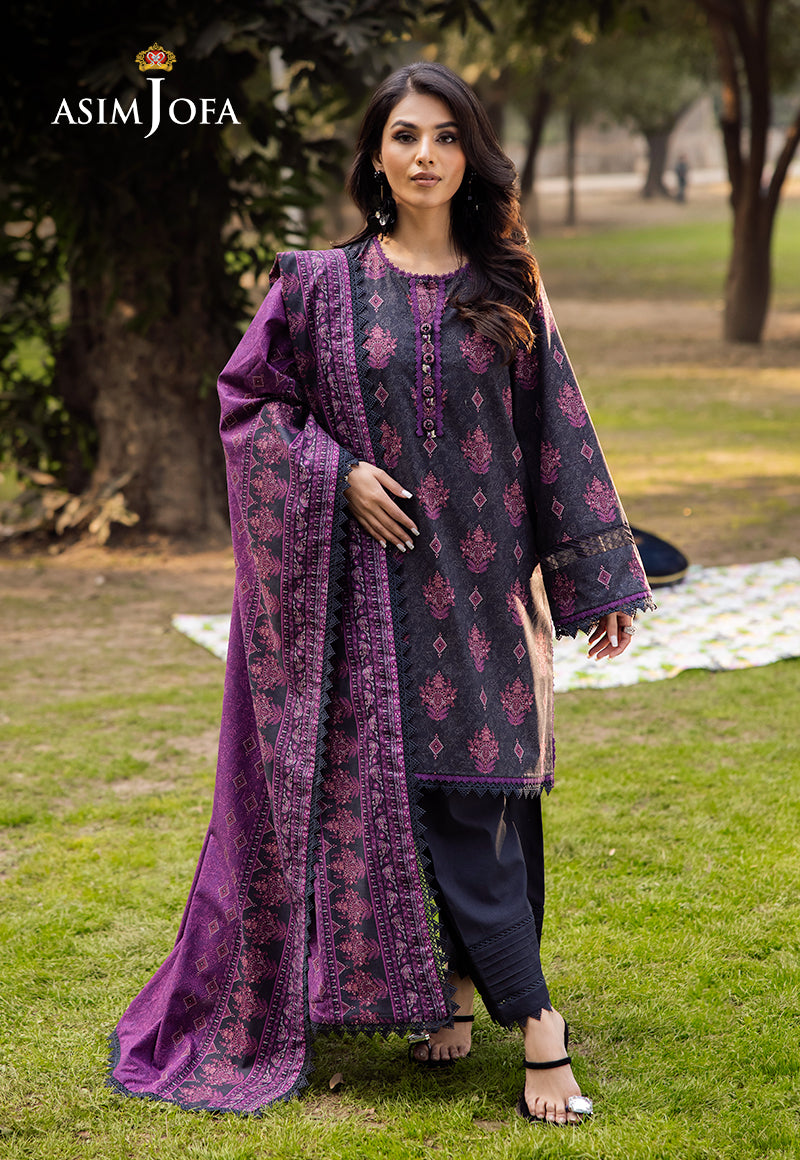 Asim Jofa | Prints Drop 2 | AJUBJ-24 L Dark Purple Lawn