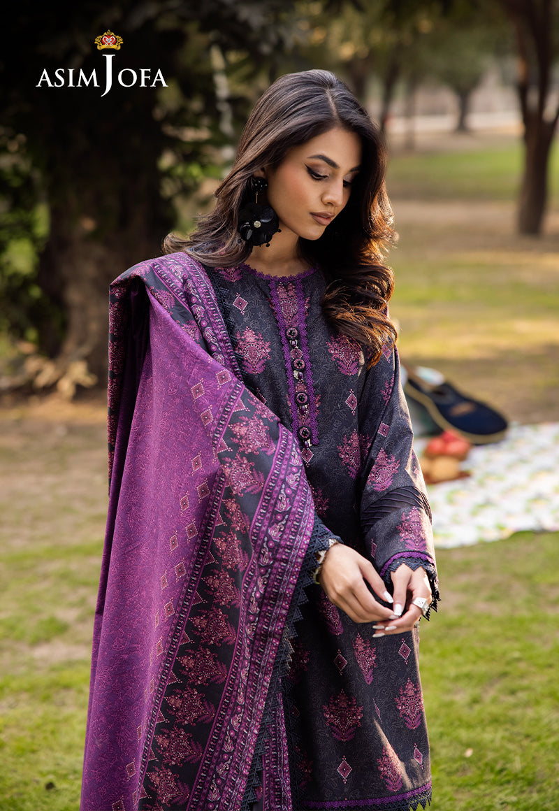 Asim Jofa | Prints Drop 2 | AJUBJ-24 M Dark Purple Lawn