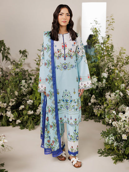 Rajbari | Amal Summer Prints Exclusive | Amal Summer Prints - 10 XS Ice Blue Lawn
