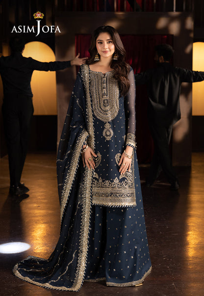 Asim Jofa | Festive Opulence | AJFO-02 XS Navy Blue Chiffon