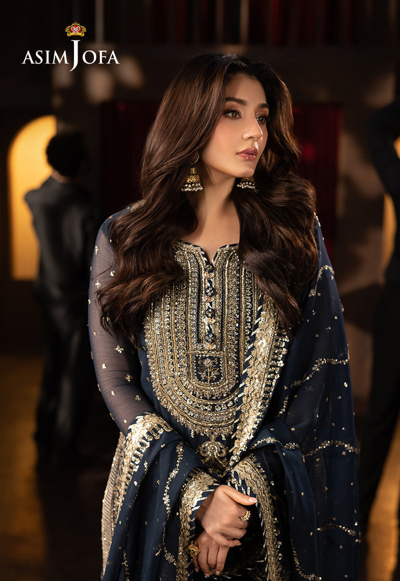 Asim Jofa | Festive Opulence | AJFO-02 M Navy Blue Chiffon