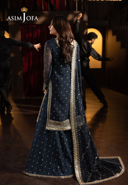 Asim Jofa | Festive Opulence | AJFO-02 S Navy Blue Chiffon
