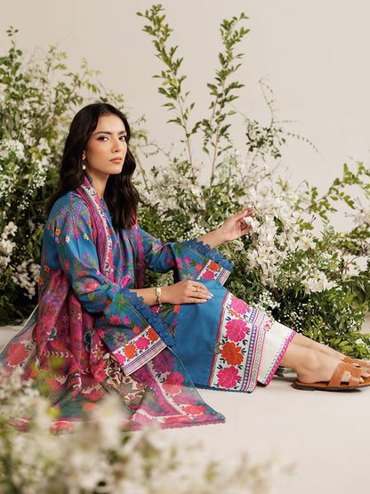 Rajbari | Amal Summer Prints Exclusive | Amal Summer Prints - 05 Custom Size Blue Lawn