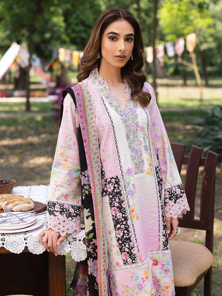 Rajbari | Schiffli Printkari Exclusive | Schiffli Printkari - 01 M Light Pink Lawn