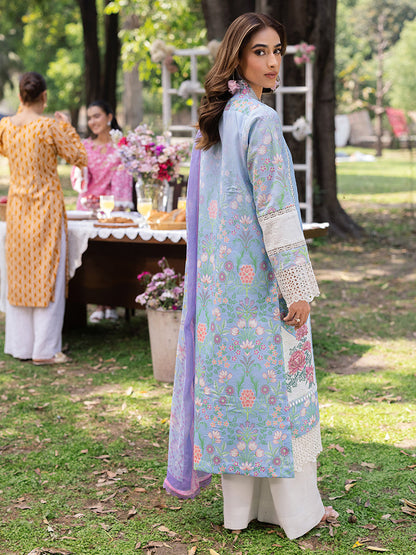 Rajbari | Schiffli Printkari Exclusive | Schiffli Printkari - 04 S Light Blue Lawn