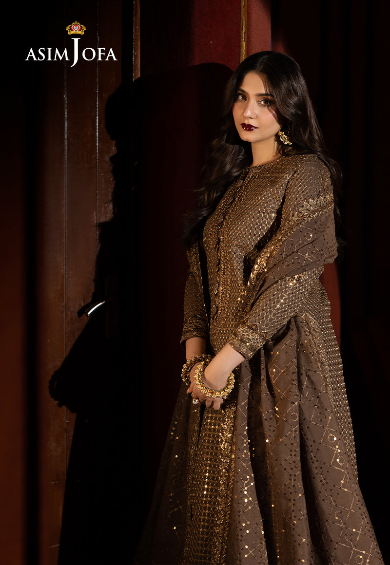 Asim Jofa | Luxury Festive Rejoice | AJLFF-08 L Coral Gold Paper Cotton