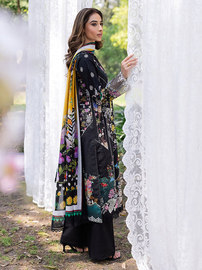 Rajbari | Schiffli Printkari Exclusive | Schiffli Printkari - 10 S Black Lawn