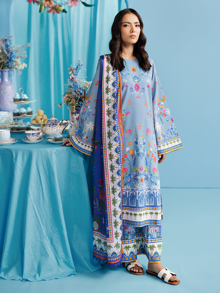 Rajbari | Amal Summer Prints Exclusive | Amal Summer Prints - 08 XS Dusty Blue Lawn
