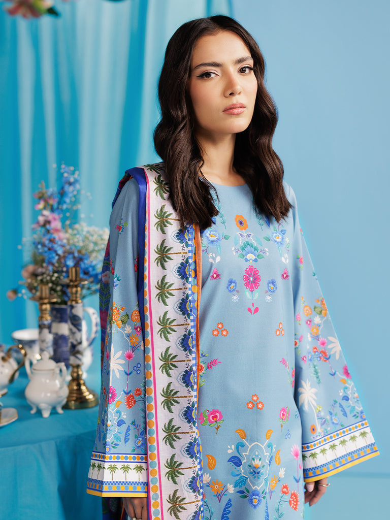 Rajbari | Amal Summer Prints Exclusive | Amal Summer Prints - 08 M Dusty Blue Lawn