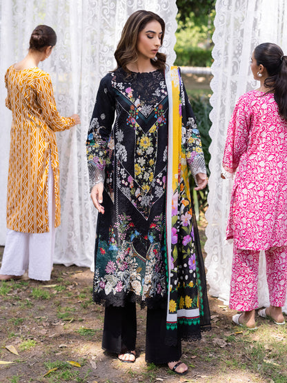 Rajbari | Schiffli Printkari Exclusive | Schiffli Printkari - 10 XL Black Lawn
