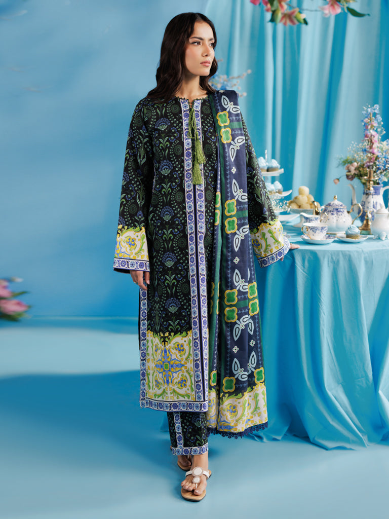 Rajbari | Amal Summer Prints Exclusive | Amal Summer Prints - 09 XS Dark Green Lawn