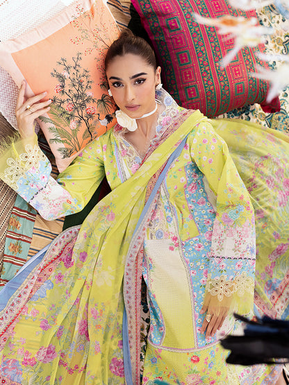 Rajbari | Schiffli Printkari Exclusive | Schiffli Printkari - 09 L Neon Green Lawn