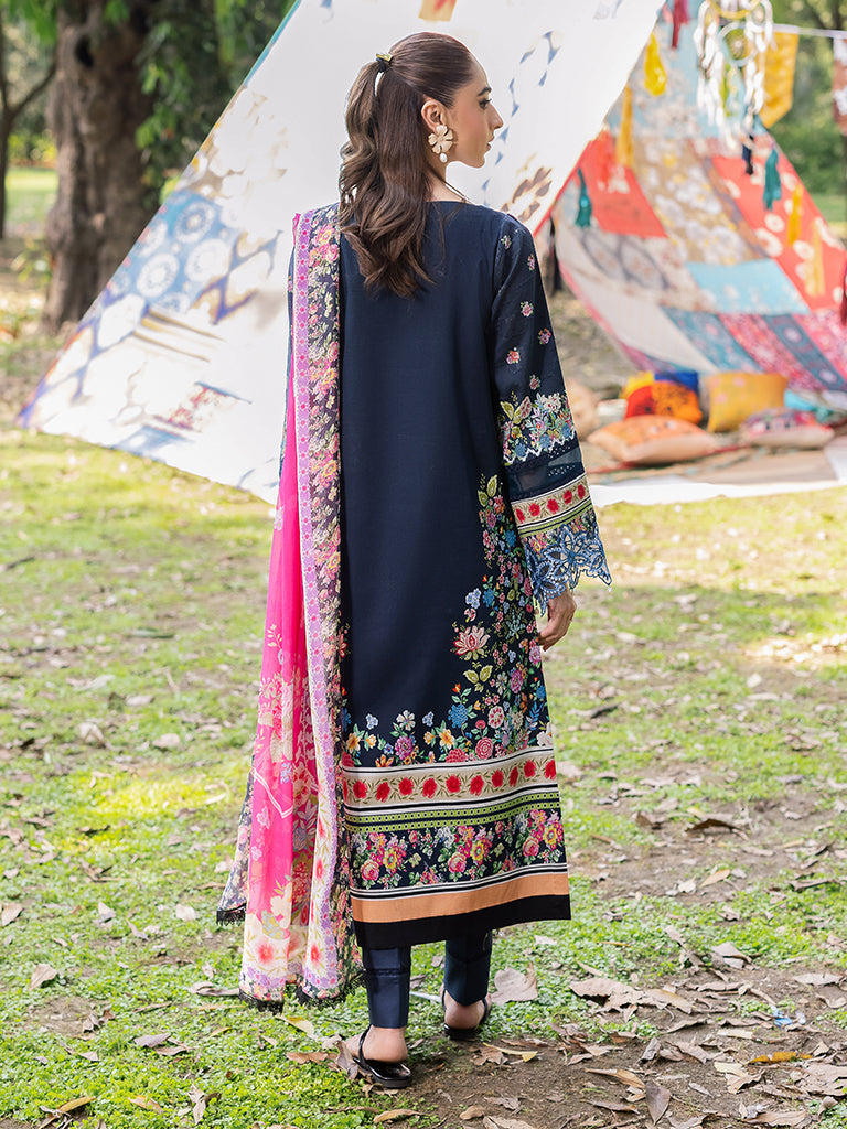 Rajbari | Schiffli Printkari Exclusive | Schiffli Printkari - 12 S Black Lawn