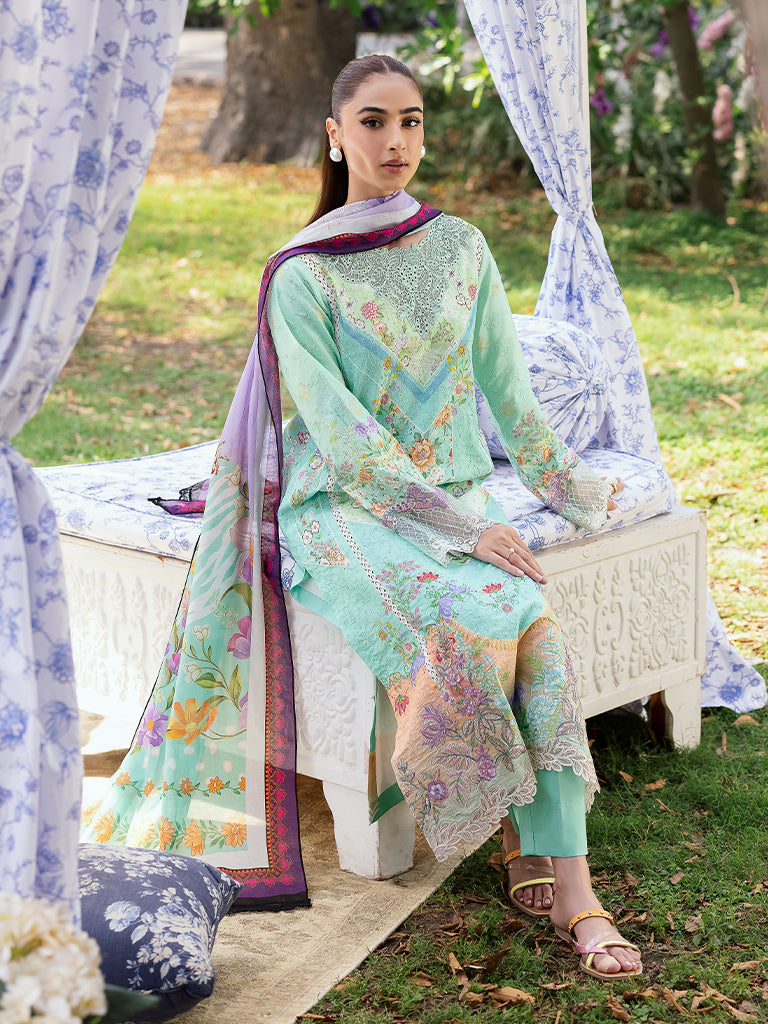 Rajbari | Schiffli Printkari Exclusive | Schiffli Printkari - 05 XL Ferozi Lawn