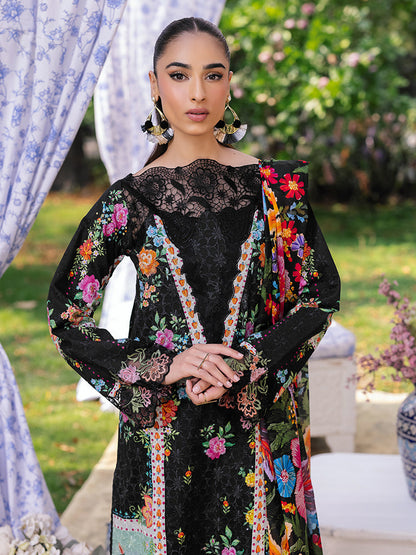 Rajbari | Schiffli Printkari Exclusive | Schiffli Printkari - 03 M Black Lawn