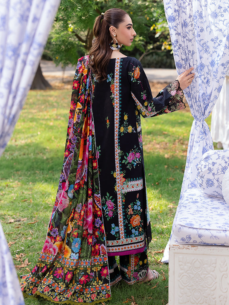 Rajbari | Schiffli Printkari Exclusive | Schiffli Printkari - 03 S Black Lawn