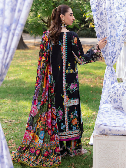 Rajbari | Schiffli Printkari Exclusive | Schiffli Printkari - 03 S Black Lawn