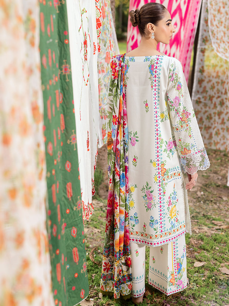 Rajbari | Schiffli Printkari Exclusive | Schiffli Printkari - 08 S Off White Lawn