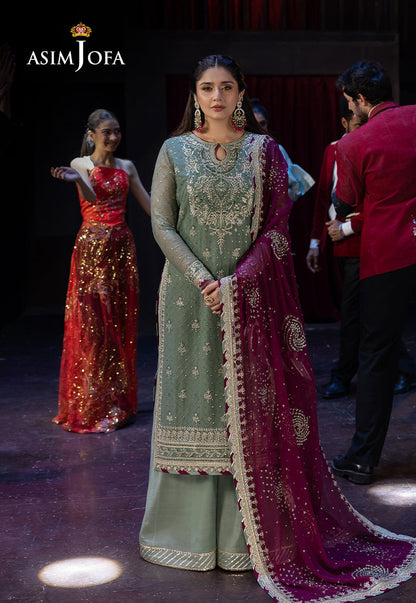 Asim Jofa | Luxury Festive Rejoice | AJLFF-13 Custom Size Mint Chiffon