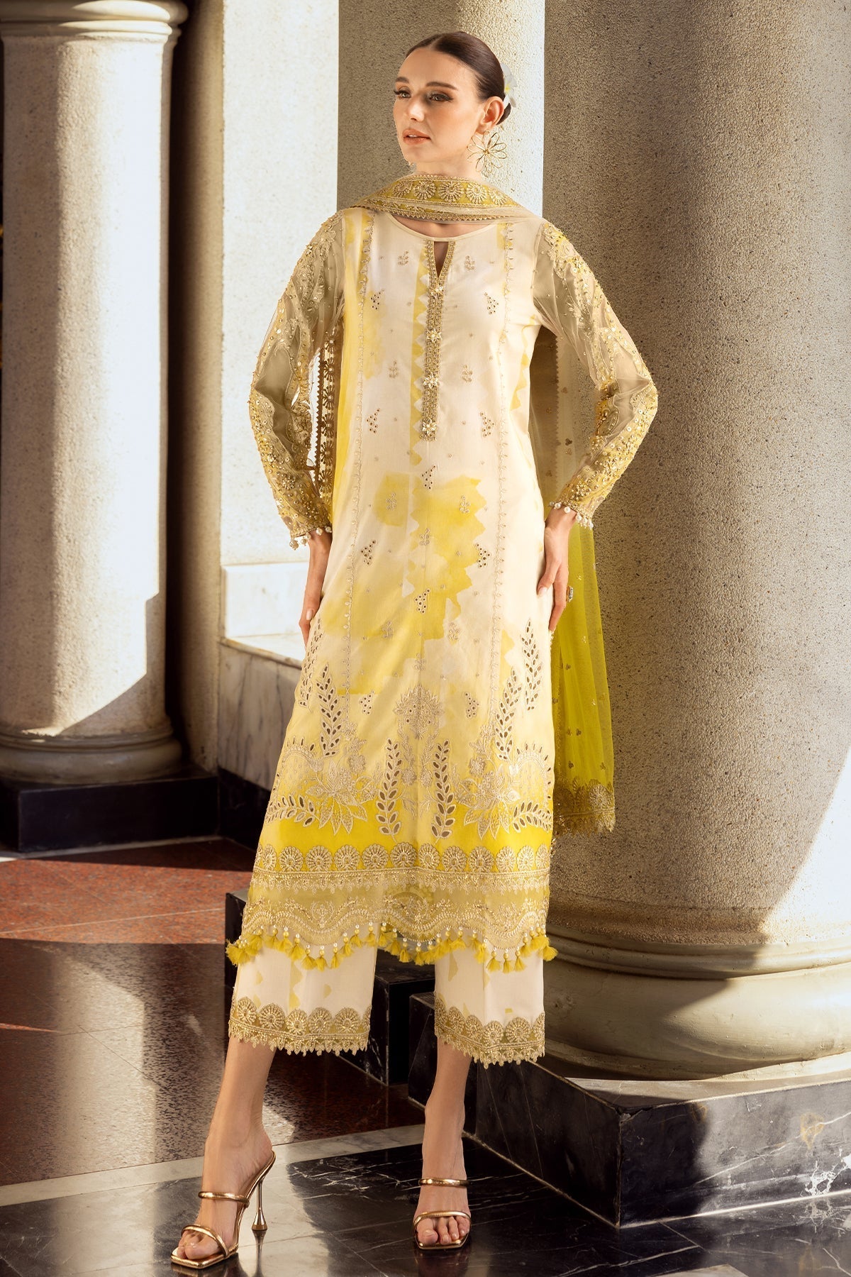 Charizma | Festive Limited Edition 25 | ED5-04 Custom Size Pastel Yellow Lawn