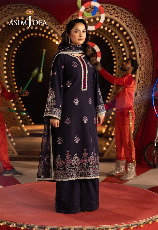 Asim Jofa | Festive Opulence | AJFO-04 XS Navy Blue Silk
