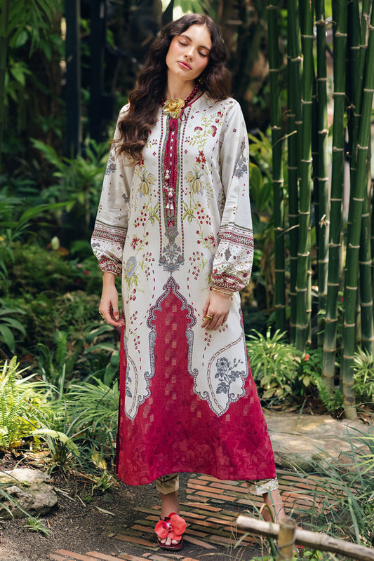 Qalamkar | Printed Co Ords 25 | OP-01 Lapo XS Off White Cotton