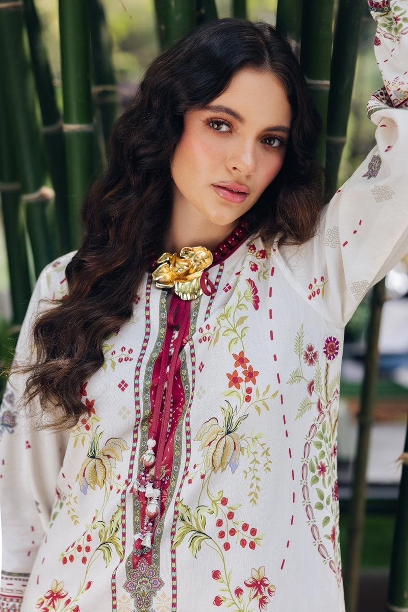 Qalamkar | Printed Co Ords 25 | OP-01 Lapo M Off White Cotton
