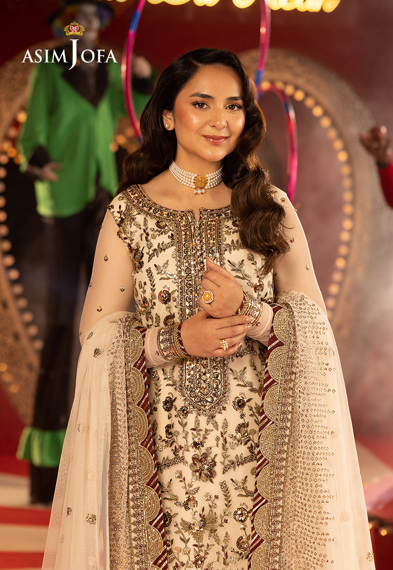 Asim Jofa | Festive Opulence | AJFO-11 XL Ivory Net