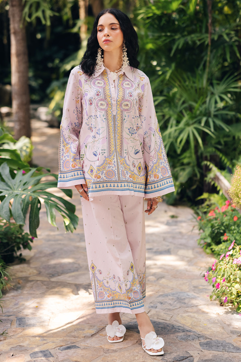 Qalamkar | Printed Co Ords 25 | OP-08 Ruhi S Lilac Cotton Silk