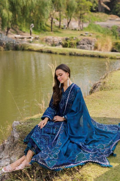 Xenia Formals | Luxury Lawn 25 | MURCIA Custom Size Deep Blue Lawn