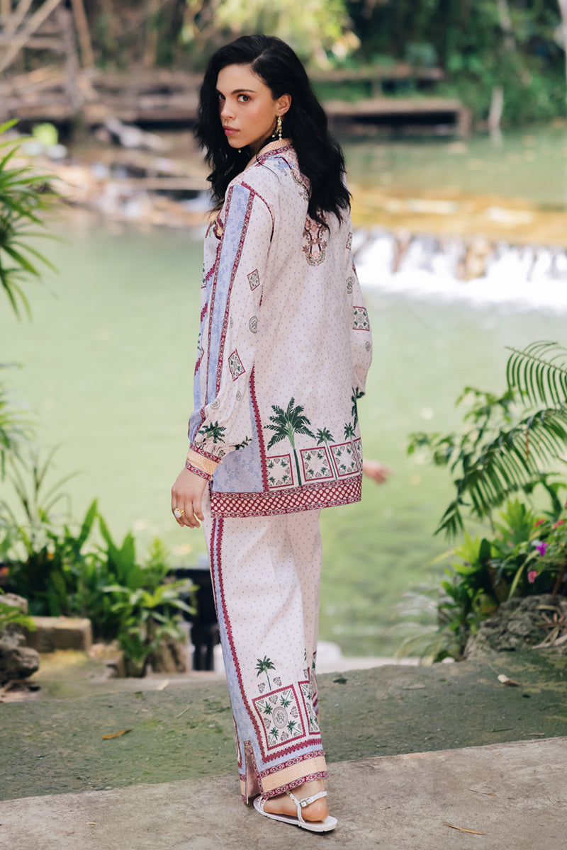 Qalamkar | Printed Co Ords 25 | OP-05 Rihana S Lilac Cotton Silk