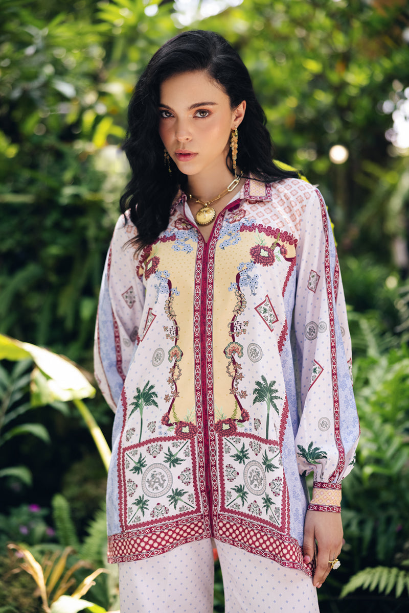 Qalamkar | Printed Co Ords 25 | OP-05 Rihana L Lilac Cotton Silk