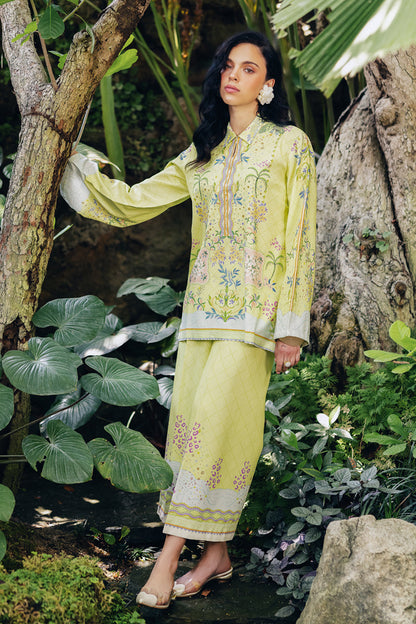Qalamkar | Printed Co Ords 25 | OP-03 Alva XS Lime Cotton Silk