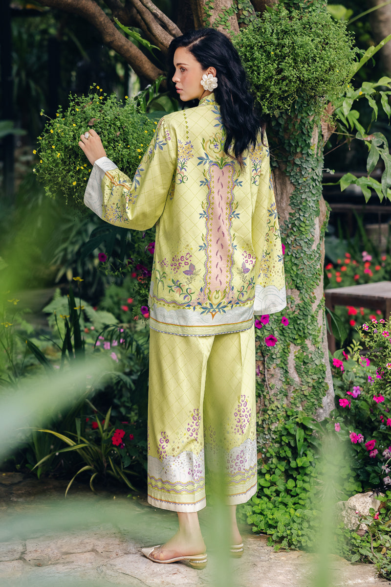Qalamkar | Printed Co Ords 25 | OP-03 Alva S Lime Cotton Silk