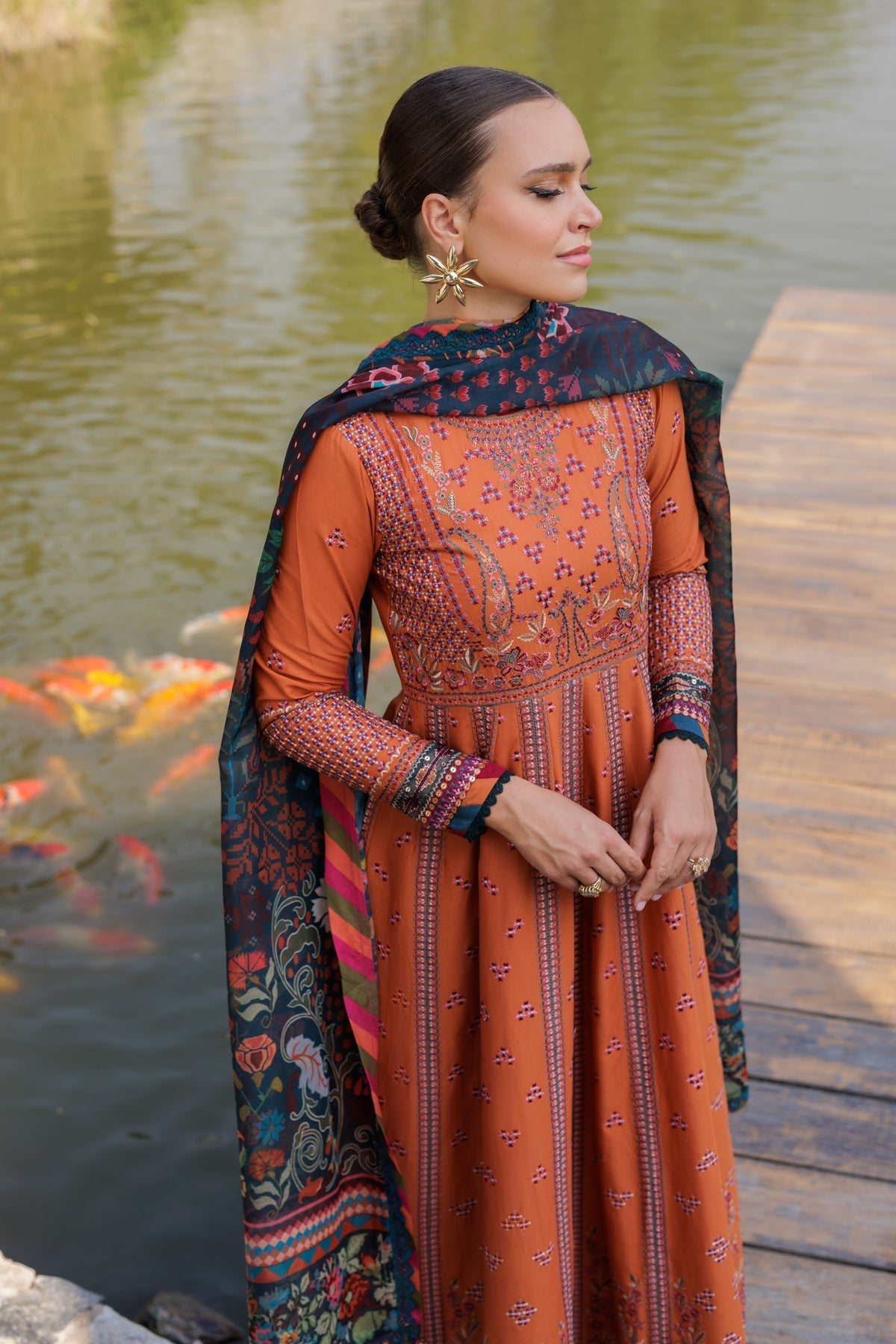 Xenia Formals | Luxury Lawn 25 | HANNAH L Burnt Orange Lawn