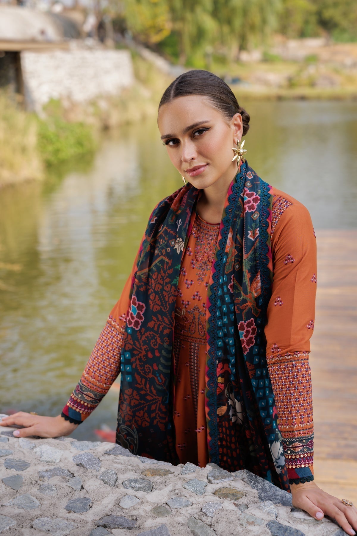 Xenia Formals | Luxury Lawn 25 | HANNAH M Burnt Orange Lawn