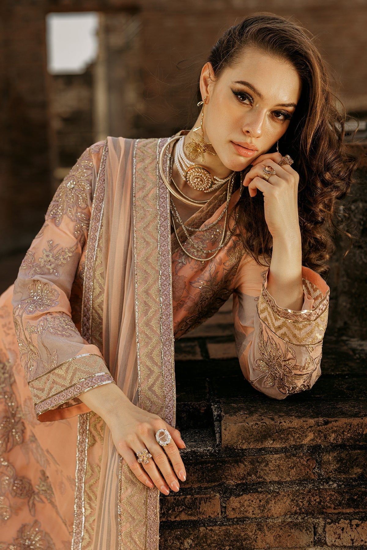 Charizma | Vasl Chiffon Collection | VSL25-05 Custom Size Pale Peach Chiffon
