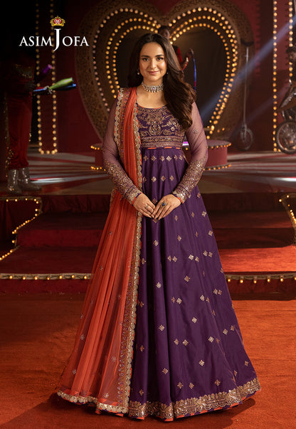 Asim Jofa | Luxury Festive Rejoice | AJLFF-01 Custom Size Deep Purple Net