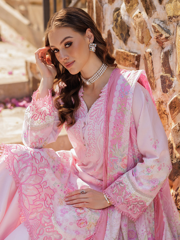 Rajbari | Floral Symphony Lawn 25 | RB-07 XL Pink Lawn