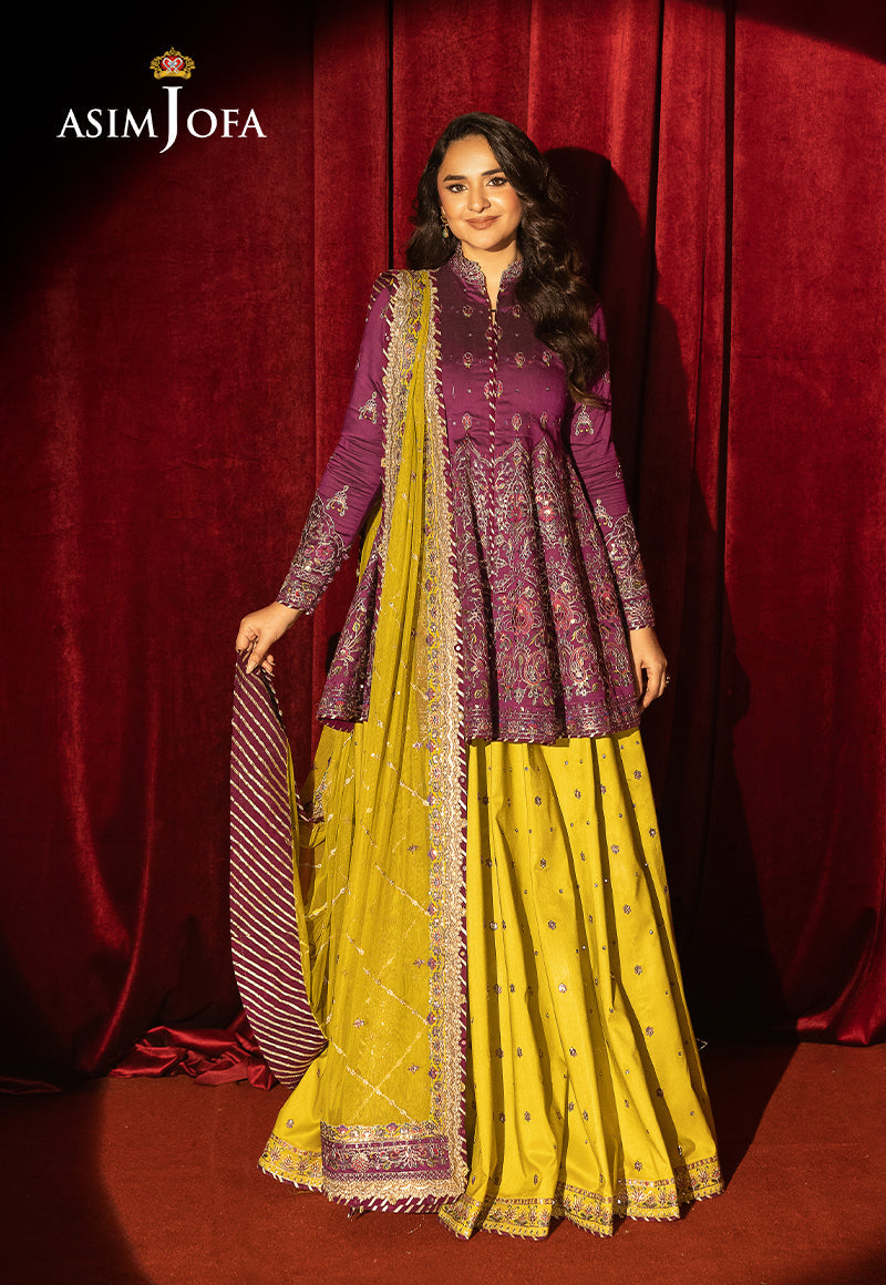 Asim Jofa | Luxury Festive Rejoice | AJLFF-17 XS Magenta Cotton Silk