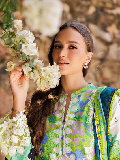Rajbari | Floral Symphony Lawn 25 | RB-04 M Green Lawn