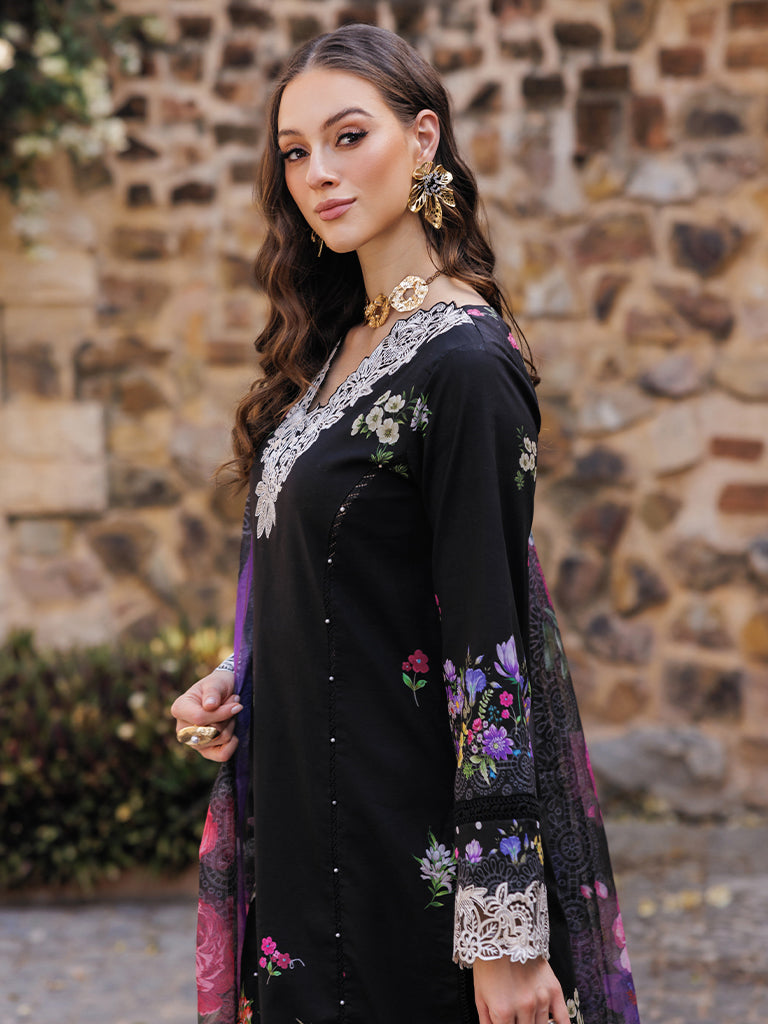Rajbari | Floral Symphony Lawn 25 | RB-08 L Black Lawn