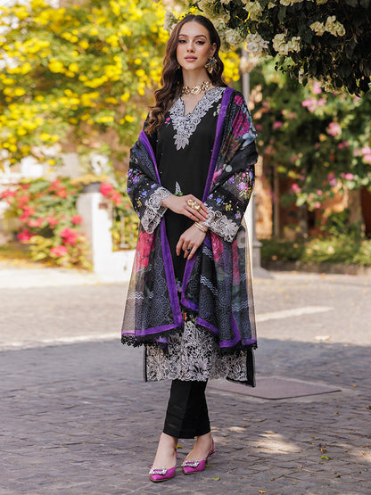 Rajbari | Floral Symphony Lawn 25 | RB-08 XS Black Lawn