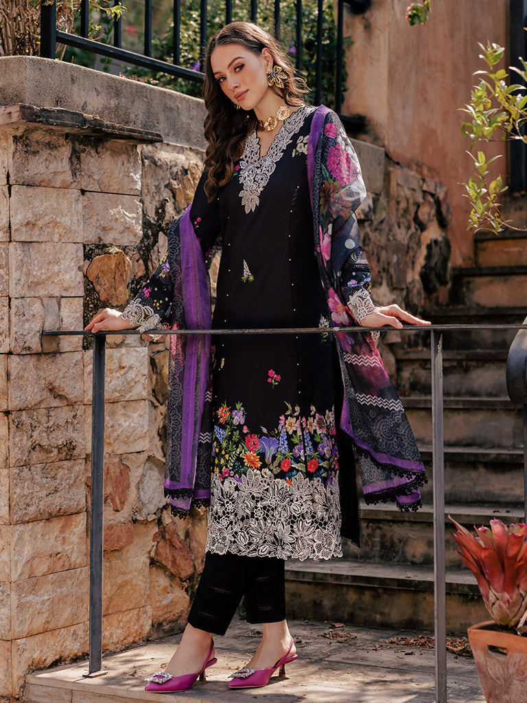 Rajbari | Floral Symphony Lawn 25 | RB-08 XL Black Lawn