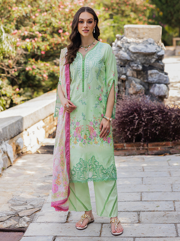 Rajbari | Floral Symphony Lawn 25 | RB-10 XS Mint Green Lawn